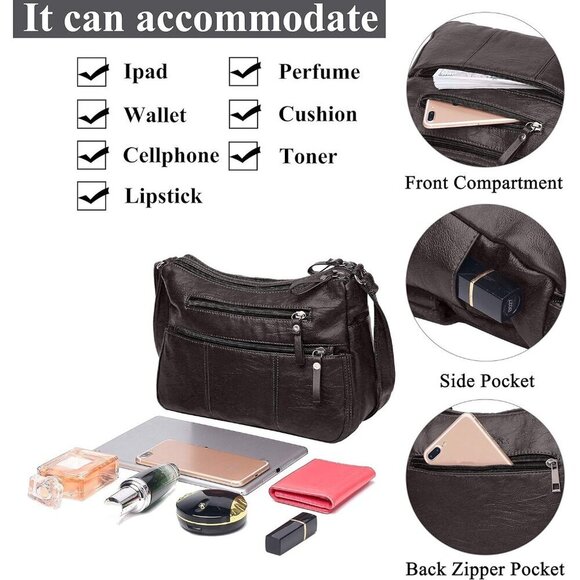 🆕Volganik Rock PU Leather Shoulder Bag Women Brown Soft Pocketbooks Purse - Picture 6 of 7